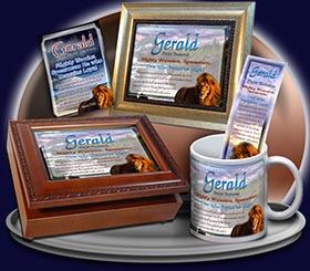 PC-AN07, Name Meaning Card, Wallet Sized, with Bible Verse gerald lion, bravery courage