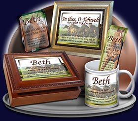 PC-AN31, Name Meaning Card, Wallet Sized, with Bible Verse Beth horses