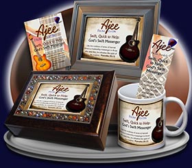 PC-MU19, Name Meaning Card, Wallet Sized, with Bible Verse, personalized, music notes ajee guitar acoustic