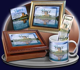 PC-SC34, Name Meaning Card, Wallet Sized, with Bible Verse, personalized, vance castle lake moat