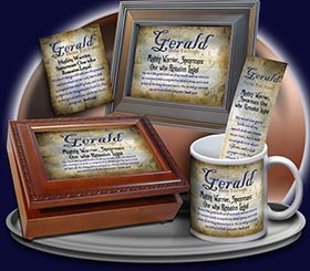 PC-SM16, Name Meaning Card, Wallet Sized, with Bible Verse, personalized, old ancient grunge secret gerald