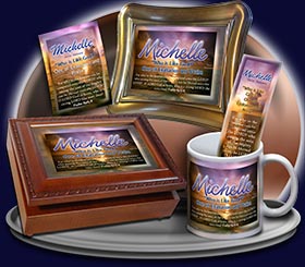 PC-SS05, Name Meaning Card, Wallet Sized, with Bible Verse, personalized, blue purple sunset