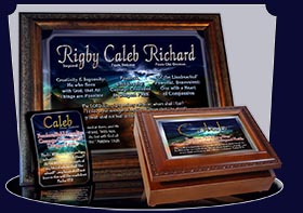 PC-SS11, Name Meaning Card, Wallet Sized, with Bible Verse, personalized, caleb night sunset