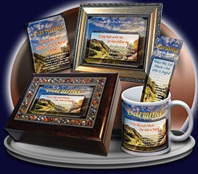 PC-SY18, Name Meaning Card, Wallet Sized, with Bible Verse, personalized, sunset pathway follow, cowboy, Carmina