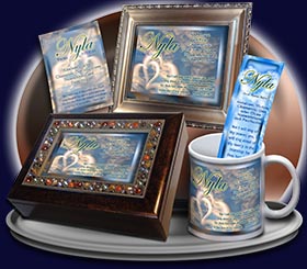 PC-SY30, Name Meaning Card, Wallet Sized, with Bible Verse, personalized, heart clouds sky sunset nyla