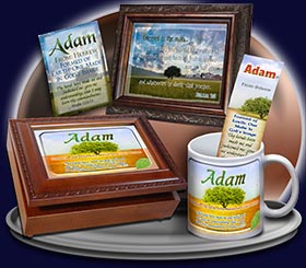 PC-TR10, Name Meaning Card, Wallet Sized, with Bible Verse, personalized, Adam tree green