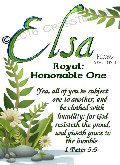 PC-SC08, Name Meaning Card, Wallet Sized, with Bible Verse, personalized, garden bridge Elsa