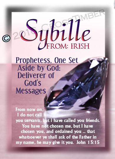 PC-SY04, Name Meaning Card, Wallet Sized, with Bible Verse, personalized, pink jewelry diamonds rubies treasure sybille