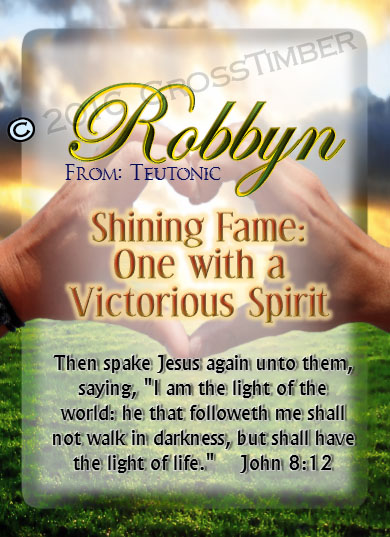 PC-SY31, Name Meaning Card, Wallet Sized, with Bible Verse, personalized, heart hands light robbyn