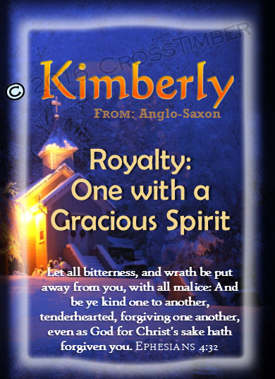 PC-SY56, Name Meaning Card, Wallet Sized, with Bible Verse, personalized, kimberly winter warm church cross