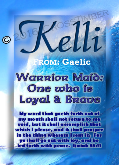 PC-WA03, Name Meaning Card, Wallet Sized, with Bible Verse, personalized, ocean wave tidal kelli