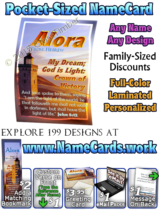 PC-LH15, Name Meaning Card, Wallet Sized, with   Bible Verse