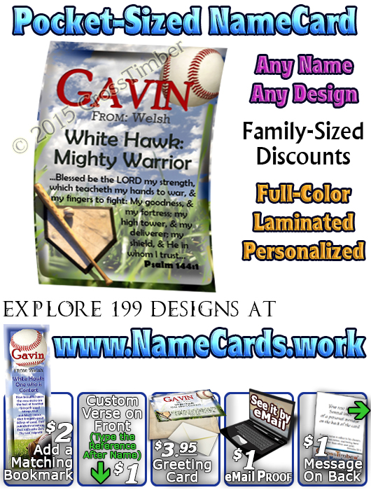 PC-SP07, Name Meaning Card, Wallet Sized, with   Bible Verse