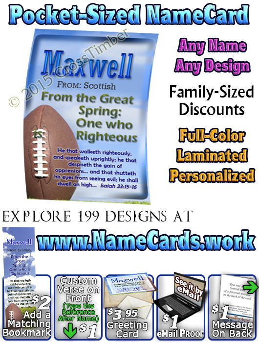 PC-SP11, Name Meaning Card, Wallet Sized, with   Bible Verse