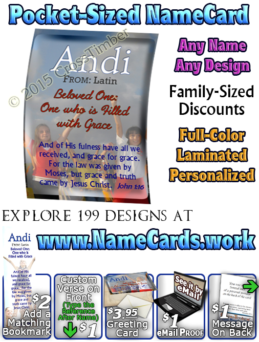 PC-SP16, Name Meaning Card, Wallet Sized, with   Bible Verse