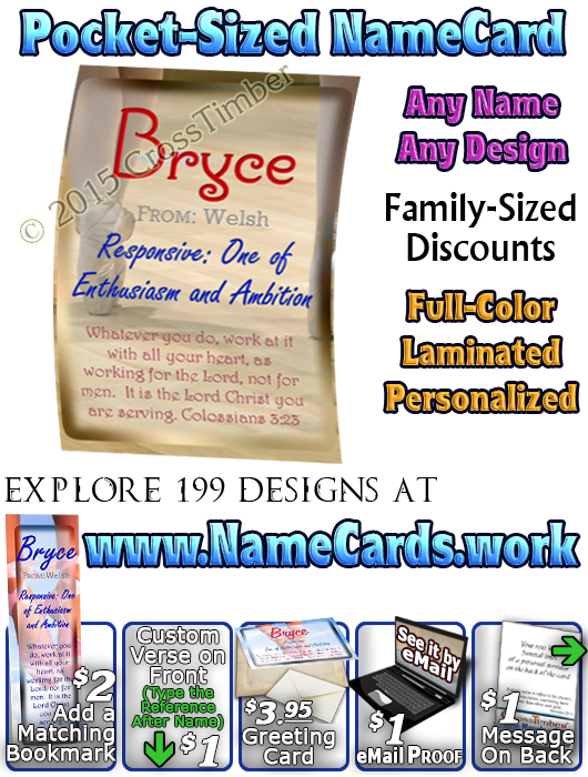 PC-SP19, Name Meaning Card, Wallet Sized, with   Bible Verse
