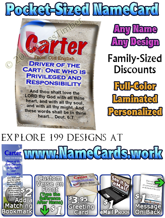 PC-SP20, Name Meaning Card, Wallet Sized, with   Bible Verse